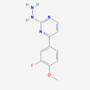 molecular formula C11H11FN4O B1446513 4-(3-氟-4-甲氧基苯基)-2-肼基嘧啶 CAS No. 1410821-09-8