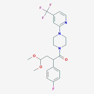 molecular formula C22H25F4N3O3 B1446531 2-(4-Fluoro-phenyl)-4,4-dimethoxy-1-[4-(4-trifluoromethyl-pyridin-2-yl)-piperazin-1-yl]-butan-1-one CAS No. 1227268-99-6