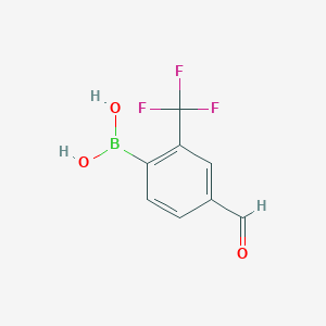 molecular formula C8H6BF3O3 B1446547 4-甲醛-2-(三氟甲基)苯硼酸 CAS No. 1777807-55-2