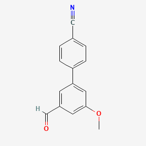 molecular formula C15H11NO2 B1446554 4-(3-甲酰基-5-甲氧基苯基)苯甲腈 CAS No. 1445322-53-1