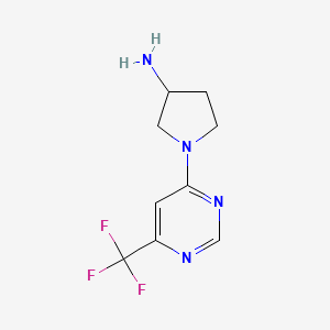 molecular formula C9H11F3N4 B1446576 1-(6-(三氟甲基)嘧啶-4-基)吡咯烷-3-胺 CAS No. 1713462-58-8