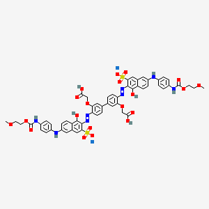 Acetic acid, 2,2'-[[4,4'-bis[[6-[[1-hydroxy-4-[[(2-methoxyethoxy)carbonyl]amino]phenyl]amino]-3-sulfo-2-naphthalenyl]azo][1,1'-biphenyl]-3,3'-diyl]bis(oxy)]bis-, disodium salt