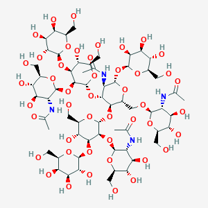 molecular formula C62H104N4O46 B144663 Galp-glcpnac-manp-(glcpnac)-(galp-glpnac-manp)-manp-glcnac CAS No. 129830-00-8