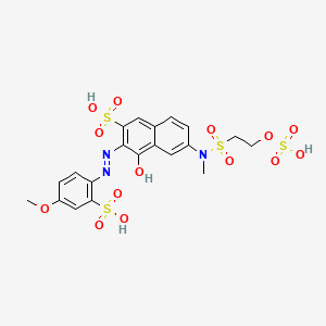 molecular formula C20H21N3O14S4 B14466394 2-Naphthalenesulfonic acid, 4-hydroxy-3-[(4-methoxy-2-sulfophenyl)azo]-6-[methyl[[2-(sulfooxy)ethyl]sulfonyl]amino]- CAS No. 72269-56-8