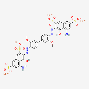 molecular formula C34H24Li4N6O16S4 B14466435 2,7-Naphthalenedisulfonic acid, 3,3'-((3,3'-dimethoxy(1,1'-biphenyl)-4,4'-diyl)bis(azo))bis(5-amino-4-hydroxy-, tetralithium salt CAS No. 71550-22-6