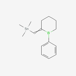 Trimethyl[(1-phenylborinan-2-ylidene)methyl]stannane