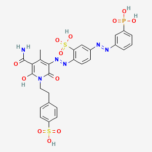 2-((5-Carbamoyl-1,6-dihydro-2-hydroxy-4-methyl-6-oxo-1-(2-(4-sulphophenyl)ethyl)-3-pyridyl)azo)-5-((3-phosphonophenyl)azo)benzenesulphonic acid