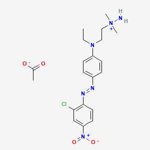 molecular formula C20H27ClN6O4 B14466890 1-(2-((4-((2-Chloro-4-nitrophenyl)azo)phenyl)ethylamino)ethyl)-1,1-dimethylhydrazinium acetate CAS No. 72379-48-7