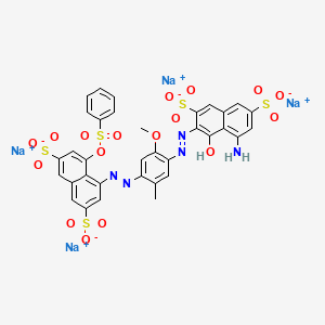 2,7-Naphthalenedisulfonic acid, 4-amino-5-hydroxy-6-((2-methoxy-5-methyl-4-((8-((phenylsulfonyl)oxy)-3,6-disulfo-1-naphthalenyl)azo)phenyl)azo)-, tetrasodium salt