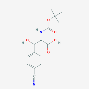 molecular formula C15H18N2O5 B1446766 3-(4-Cyanophenyl)-3-hydroxy-2-[(2-methylpropan-2-yl)oxycarbonylamino]propanoic acid CAS No. 1028281-09-5