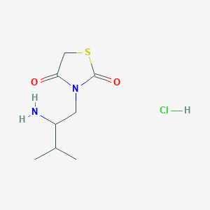 molecular formula C8H15ClN2O2S B1446782 3-(2-Amino-3-methylbutyl)thiazolidine-2,4-dione hydrochloride CAS No. 1824048-68-1