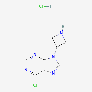 molecular formula C8H9Cl2N5 B1446800 9-(azetidin-3-yl)-6-chloro-9H-purine hydrochloride CAS No. 1823316-60-4