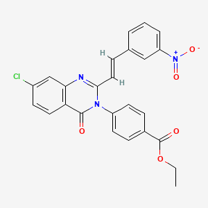 Ethyl 4-(7-chloro-2-(2-(3-nitrophenyl)ethenyl)-4-oxo-3(4H)-quinazolinyl)benzoate