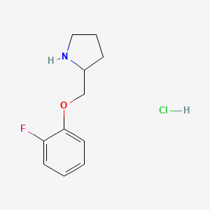 molecular formula C11H15ClFNO B1446805 2-((2-Fluorophenoxy)methyl)pyrrolidine hydrochloride CAS No. 1864063-41-1