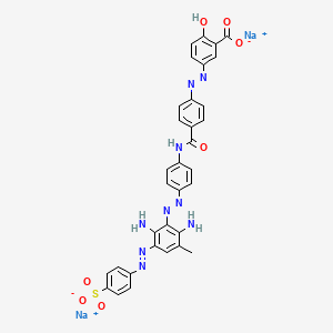 molecular formula C33H25N9Na2O7S B14468508 Disodium 5-((4-(((4-((2,6-diamino-3-methyl-5-((4-sulphonatophenyl)azo)phenyl)azo)phenyl)amino)carbonyl)phenyl)azo)salicylate CAS No. 72829-12-0