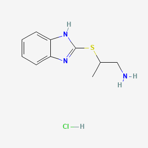 molecular formula C10H14ClN3S B1446856 2-((1H-benzo[d]imidazol-2-yl)thio)propan-1-amine hydrochloride CAS No. 1864058-18-3