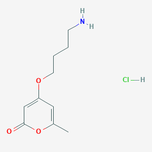 molecular formula C10H16ClNO3 B1446868 4-(4-氨基丁氧基)-6-甲基-2H-吡喃-2-酮盐酸盐 CAS No. 1823316-46-6