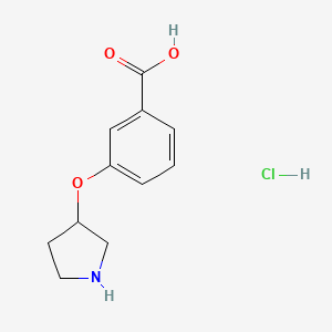 molecular formula C11H14ClNO3 B1446897 3-(吡咯啉-3-氧基)-苯甲酸盐酸盐 CAS No. 1965309-97-0