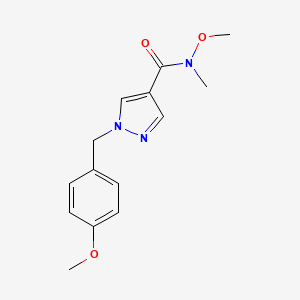 molecular formula C14H17N3O3 B1446920 N-methoxy-1-(4-methoxybenzyl)-N-methyl-1H-pyrazole-4-carboxamide CAS No. 1105039-59-5
