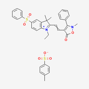 4-[2-[5-(benzenesulfonyl)-1-ethyl-3,3-dimethylindol-1-ium-2-yl]ethenyl]-2-methyl-3-phenyl-1,2-oxazol-5-one;4-methylbenzenesulfonate