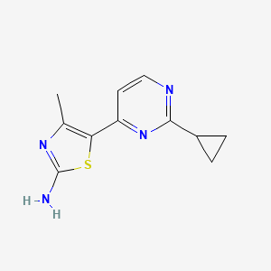 molecular formula C11H12N4S B1447000 5-(2-环丙基嘧啶-4-基)-4-甲基噻唑-2-胺 CAS No. 790707-05-0