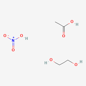 molecular formula C4H11NO7 B14470049 Acetic acid;ethane-1,2-diol;nitric acid CAS No. 65260-93-7