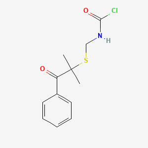 molecular formula C12H14ClNO2S B14470141 {[(2-Methyl-1-oxo-1-phenylpropan-2-yl)sulfanyl]methyl}carbamyl chloride CAS No. 65839-27-2