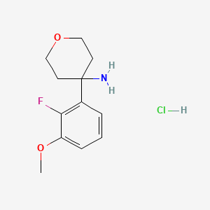 molecular formula C12H17ClFNO2 B1447033 4-(2-氟-3-甲氧基苯基)氧杂-4-胺盐酸盐 CAS No. 1803606-87-2