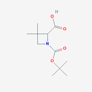 molecular formula C11H19NO4 B1447095 1-[(叔丁氧羰基)]-3,3-二甲基氮杂环己烷-2-羧酸 CAS No. 1620842-88-7