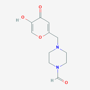 molecular formula C11H14N2O4 B1447104 4-[(5-羟基-4-氧代-4H-吡喃-2-基)甲基]哌嗪-1-甲醛 CAS No. 1807982-45-1