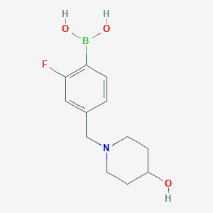 molecular formula C12H17BFNO3 B1447113 (2-氟-4-((4-羟基哌啶-1-基)甲基)苯基)硼酸 CAS No. 1704064-23-2
