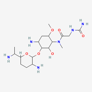 N-[4-amino-3-[3-amino-6-(1-aminoethyl)oxan-2-yl]oxy-2-hydroxy-6-methoxycyclohexyl]-2-(carbamoylamino)-N-methylacetamide