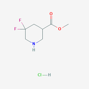 molecular formula C7H12ClF2NO2 B1447128 5,5-二氟哌啶-3-甲酸甲酯盐酸盐 CAS No. 1359656-87-3