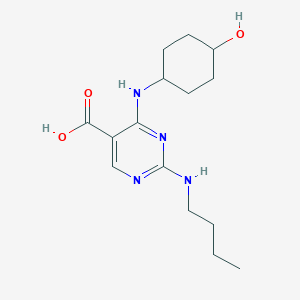 molecular formula C15H24N4O3 B1447159 2-(丁基氨基)-4-(((1r,4r)-4-羟基环己基)-氨基)嘧啶-5-羧酸 CAS No. 1493764-37-6