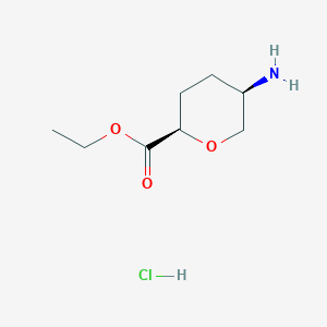 molecular formula C8H16ClNO3 B1447201 顺式-5-氨基-四氢-吡喃-2-羧酸乙酯盐酸盐 CAS No. 131651-14-4