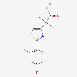 molecular formula C14H14FNO2S B1447202 2-[2-(4-Fluoro-2-methylphenyl)-1,3-thiazol-4-yl]-2-methylpropanoic acid CAS No. 1803608-34-5