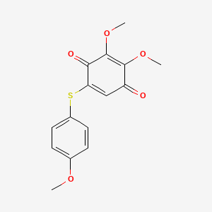 molecular formula C15H14O5S B14472444 2,3-Dimethoxy-5-(4-methoxyphenyl)sulfanylcyclohexa-2,5-diene-1,4-dione CAS No. 68160-34-9