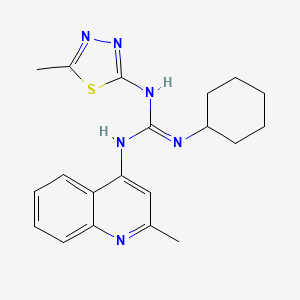 molecular formula C20H24N6S B14472540 N-Cyclohexyl-N'-(2-methyl-4-quinolinyl)-N''-(5-methyl-1,3,4-thiadiazol-2-yl)guanidine CAS No. 71079-29-3