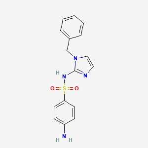 molecular formula C16H16N4O2S B14472634 Benzenesulfonamide, 4-amino-N-(1-(phenylmethyl)-1H-imidazol-2-yl)- CAS No. 71795-52-3