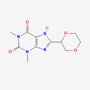 8-(1,4-dioxan-2-yl)-1,3-dimethyl-7H-purine-2,6-dione