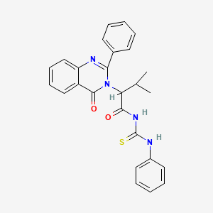 molecular formula C26H24N4O2S B14473109 1-(3-Methyl-2-(4-oxo-2-phenyl-3,4-dihydro-3-quinazolinyl)butyryl)-3-phenyl-2-thiourea CAS No. 72045-72-8