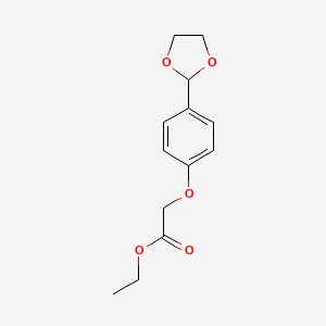 molecular formula C13H16O5 B14473257 Acetic acid, [4-(1,3-dioxolan-2-yl)phenoxy]-, ethyl ester CAS No. 72668-64-5