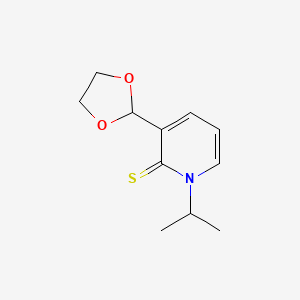 molecular formula C11H15NO2S B14473266 3-(1,3-Dioxolan-2-yl)-1-(propan-2-yl)pyridine-2(1H)-thione CAS No. 65824-07-9