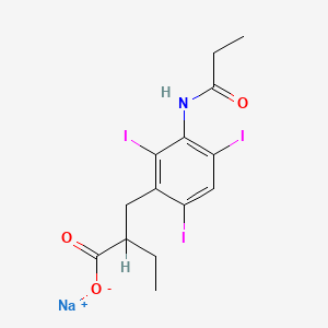 molecular formula C14H15I3NNaO3 B14473288 alpha-Ethyl-3-propionamido-2,4,6-triiodohydrocinnamic acid sodium salt CAS No. 69382-16-7