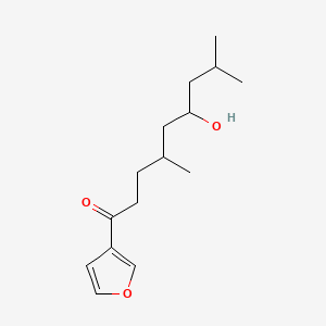 molecular formula C15H24O3 B14473525 1-(Furan-3-yl)-6-hydroxy-4,8-dimethylnonan-1-one CAS No. 72145-16-5