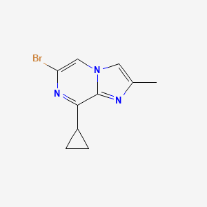 molecular formula C10H10BrN3 B1447357 6-溴-8-环丙基-2-甲基咪唑并[1,2-a]吡嗪 CAS No. 1845754-42-8