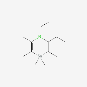 molecular formula C14H27BSn B14474151 3,4,5-Triethyl-1,1,2,6-tetramethyl-1,4-dihydro-1,4-stannaborinine CAS No. 67521-76-0