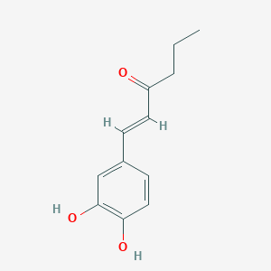 molecular formula C12H14O3 B144745 (E)-1-(3,4-dihydroxyphenyl)hex-1-en-3-one CAS No. 136944-25-7