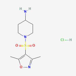 molecular formula C10H18ClN3O3S B1447482 1-[(3,5-二甲基异恶唑-4-基)磺酰基]哌啶-4-胺盐酸盐 CAS No. 1820734-50-6