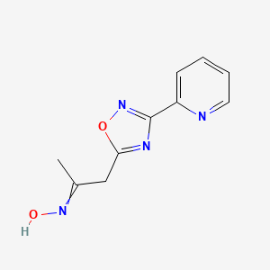 molecular formula C10H10N4O2 B14474955 N-{1-[3-(Pyridin-2-yl)-1,2,4-oxadiazol-5-yl]propan-2-ylidene}hydroxylamine CAS No. 66301-96-0